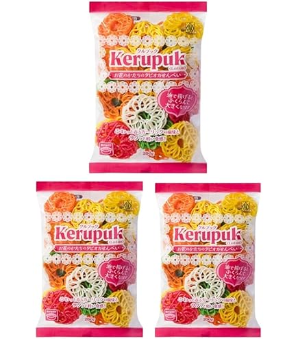 Kerupukクルプック スナック菓子 ２０袋 Amazon.co.jp: クルプック Kerupuk お花のかたちのタピオカせんべい